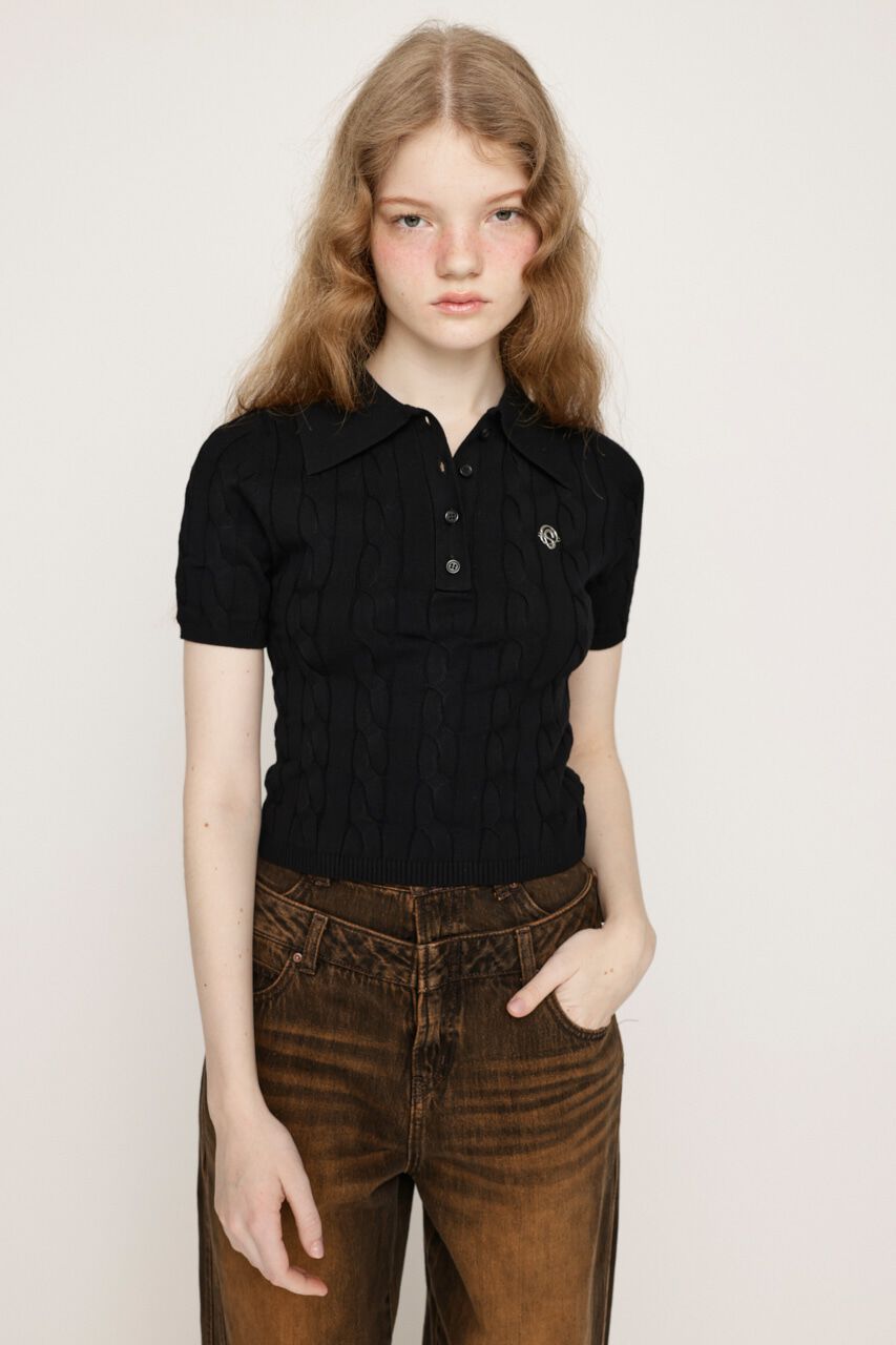 SLY「CABLE POLO KNIT トップス」|ニット・セーター|