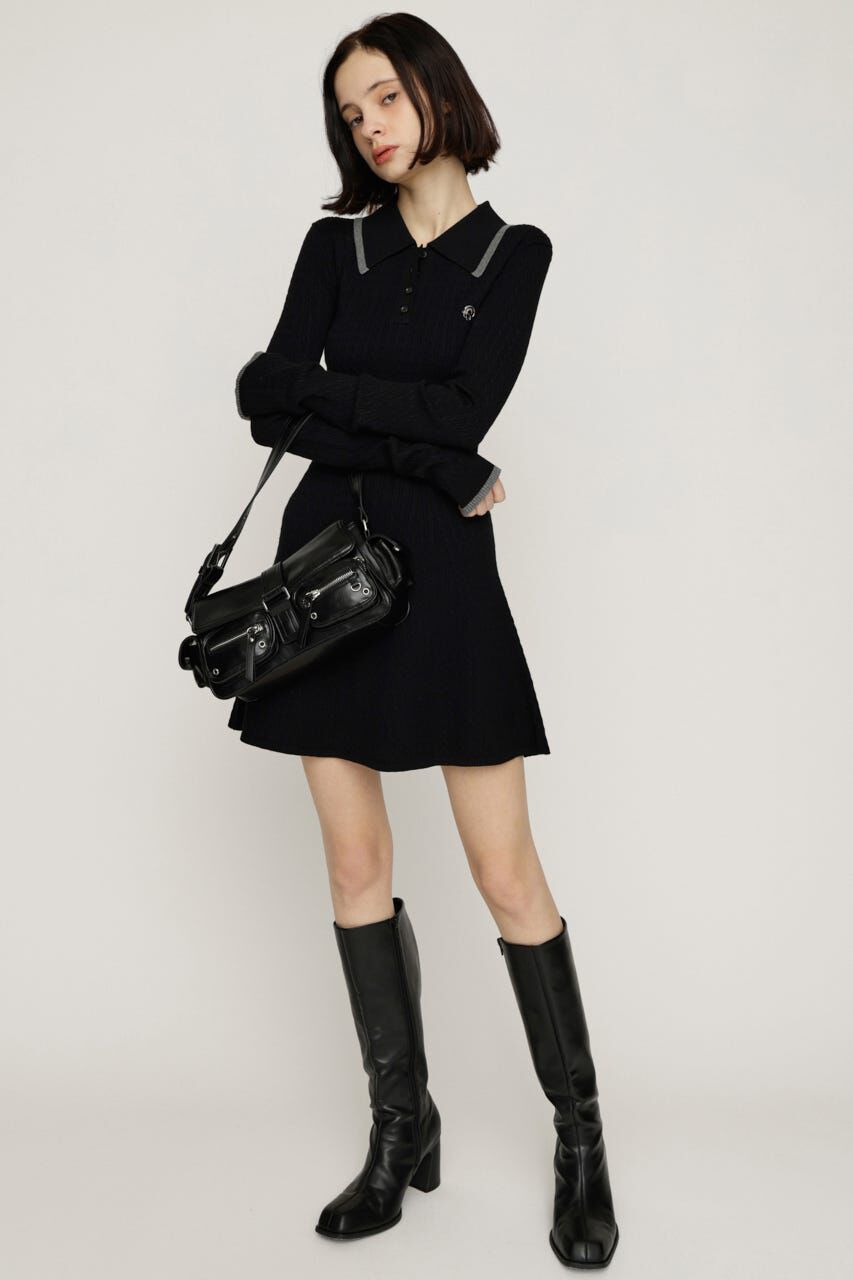 SLY「COLLARED CABLE KNIT ショートワンピース」|ワンピース|