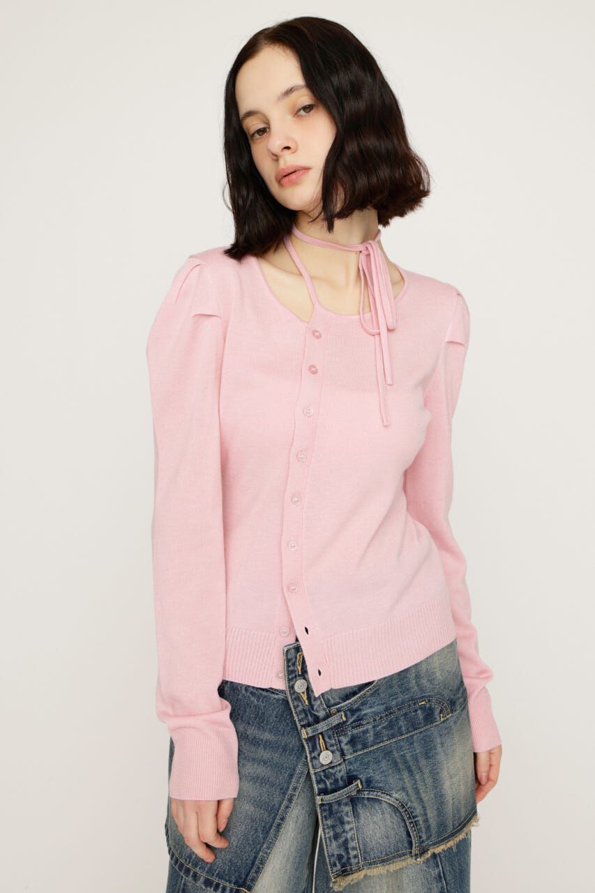 SLY「CURVE RIBBON HG PUFF トップス」|ニット・セーター|L/PNK1