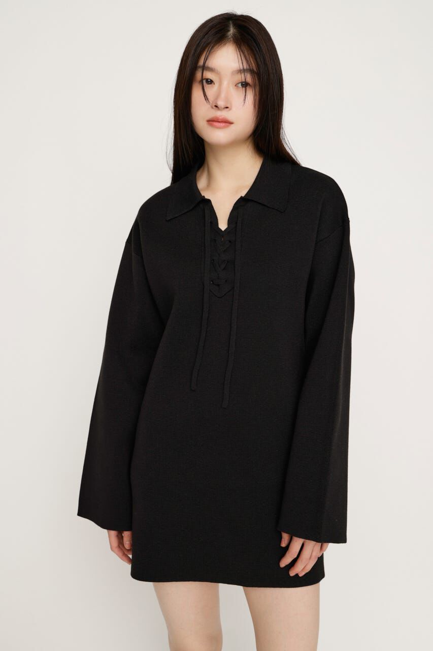 SLY「SKIPPER LACE UP ショートワンピース」|ワンピース|BLK