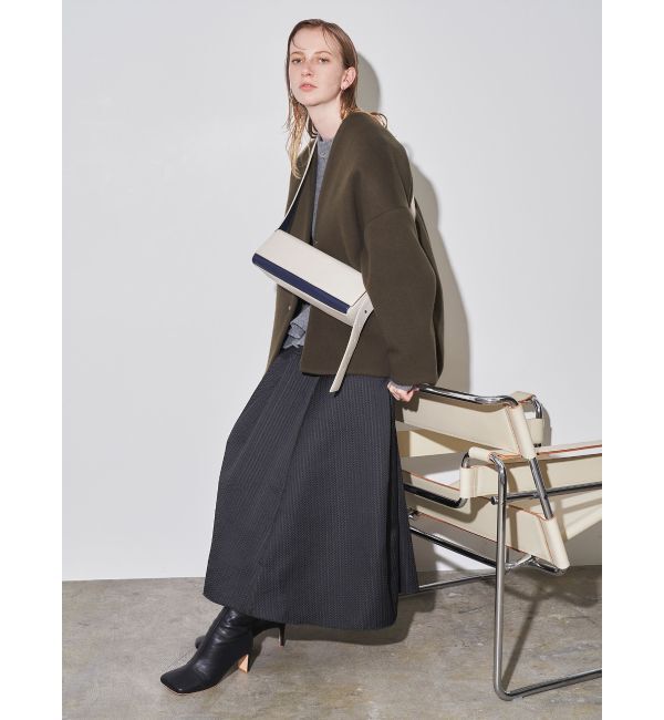 ELENDEEK「FORM SHORT WOOL CT」|ノーカラーコート|