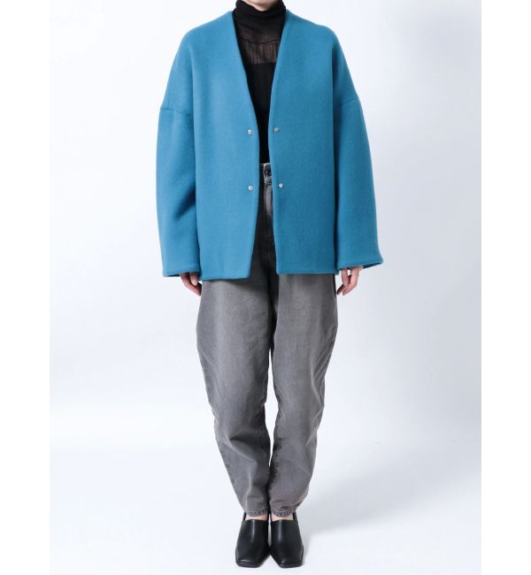 ELENDEEK「FORM SHORT WOOL CT」|ノーカラーコート|