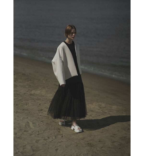 ELENDEEK「FORM SHORT CT」|ノーカラーコート|