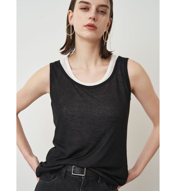 ELENDEEK「SHEER LAYERED TANK」|タンクトップ|ブラック