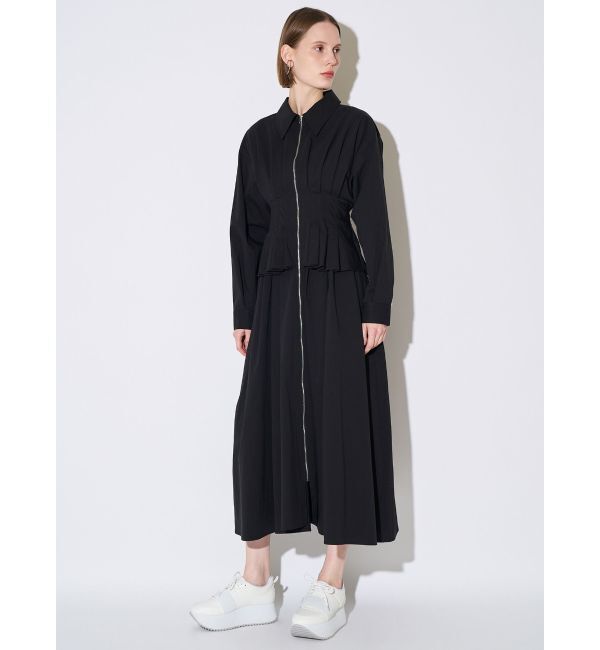 ELENDEEK「CENTER ZIP LAYERD OP」|ワンピース|ブラック