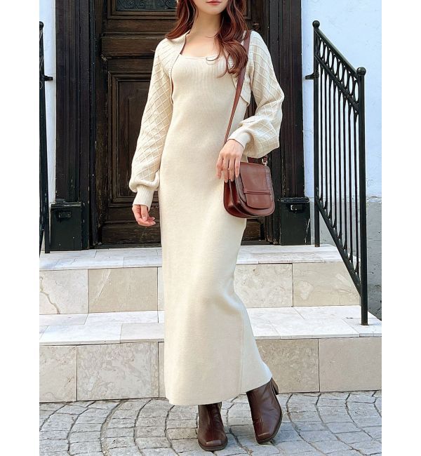 RESEXXY「ボレロライクタイトニットワンピース」|ワンピース|アイボリー