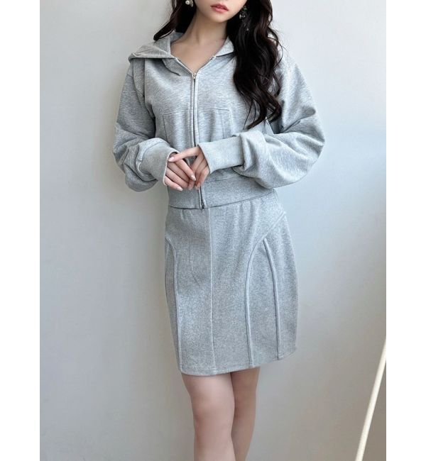 RESEXXY「フロントジップクロップドパーカー【セットアップ着用可能】」|パーカー|グレー