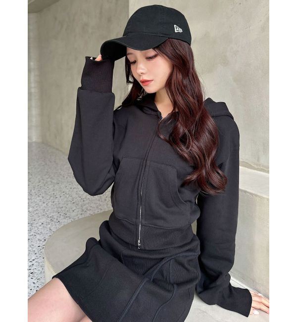 RESEXXY「フロントジップクロップドパーカー【セットアップ着用可能】」|パーカー|ブラック