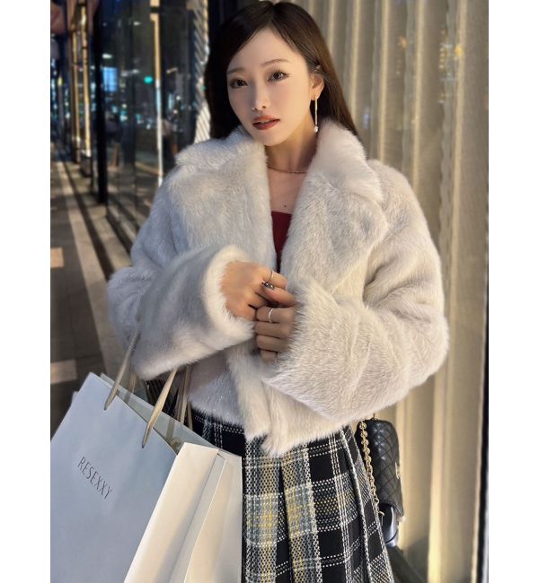 RESEXXY「シャイニーファークロップドブルゾン」|ブルゾン・スタジャン|