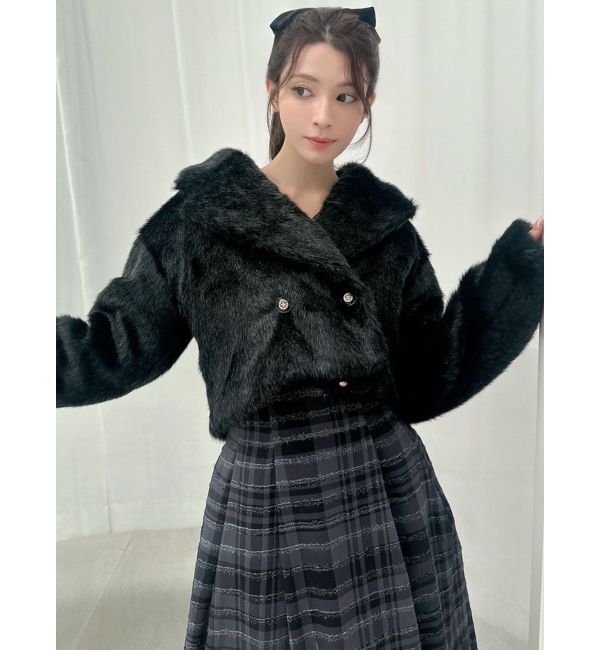 RESEXXY「シャイニーファークロップドブルゾン」|ブルゾン・スタジャン|