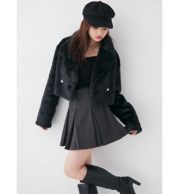 RESEXXY「シャイニーファークロップドブルゾン」|ブルゾン・スタジャン|