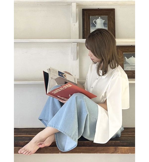 dazzlin「ダブルハイウエストワイドデニムパンツ」|デニム|