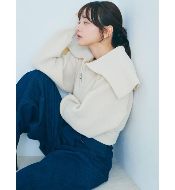 dazzlin「ダブルハイウエストワイドデニムパンツ」|デニム|