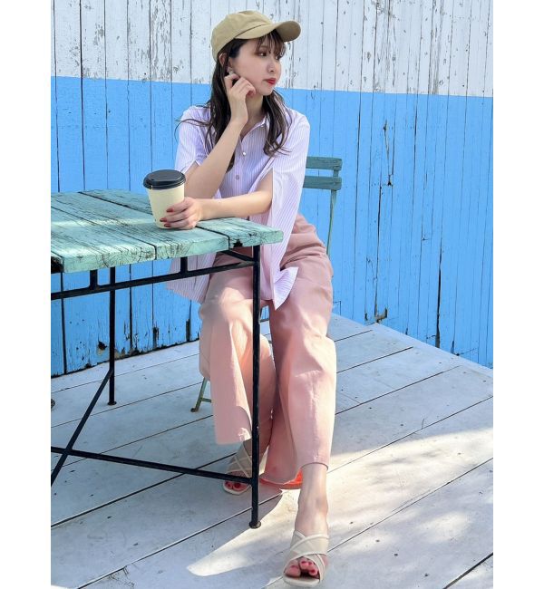 dazzlin「ダブルハイウエストワイドデニムパンツ」|デニム|