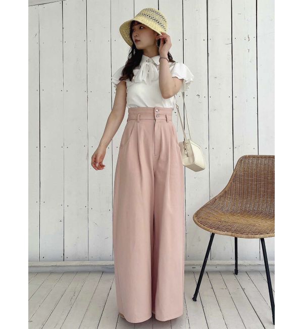 dazzlin「ダブルハイウエストワイドデニムパンツ」|デニム|