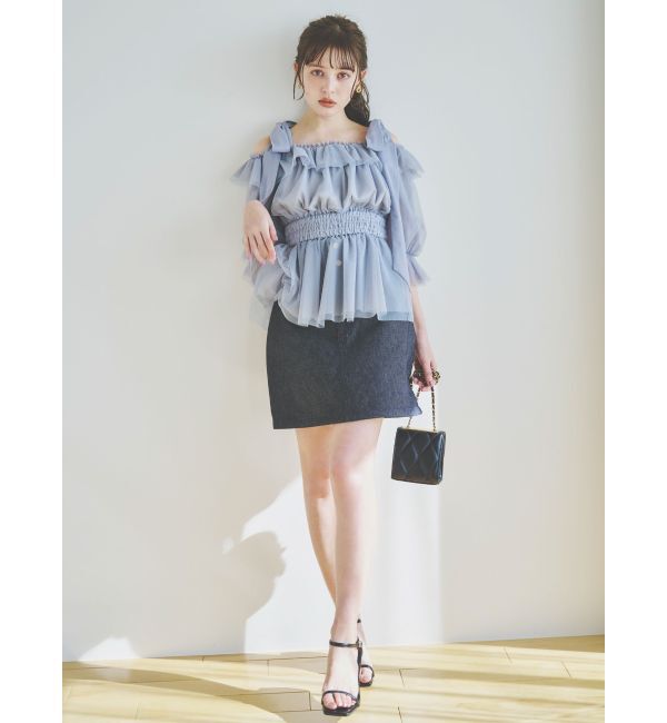 dazzlin「チュールリボンペプラム2wayトップス」|シャツ・ブラウス|
