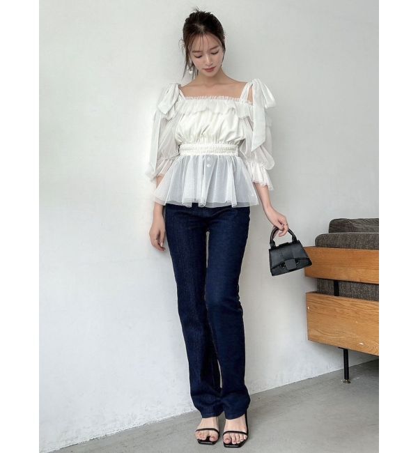 dazzlin「チュールリボンペプラム2wayトップス」|シャツ・ブラウス|