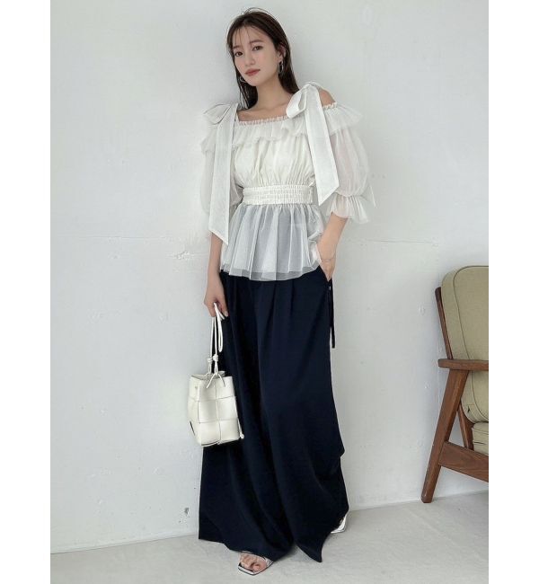 dazzlin「チュールリボンペプラム2wayトップス」|シャツ・ブラウス|