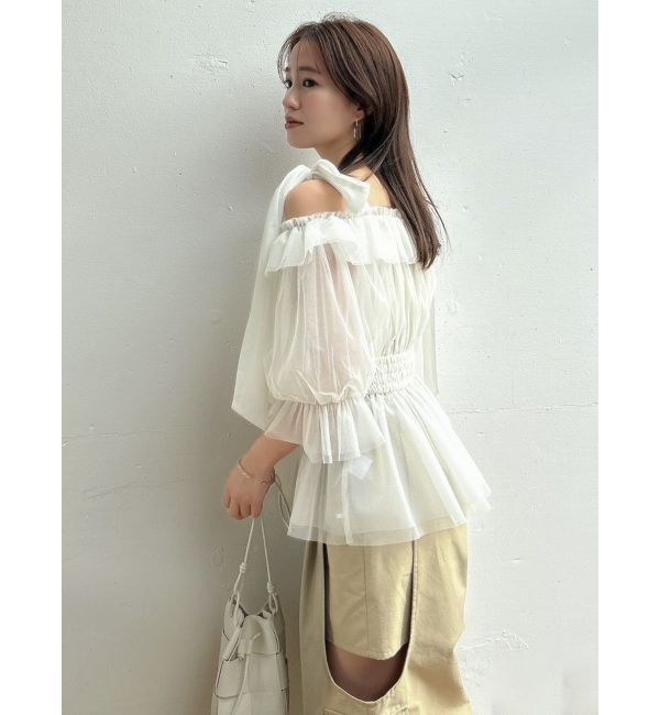 dazzlin「チュールリボンペプラム2wayトップス」|シャツ・ブラウス|