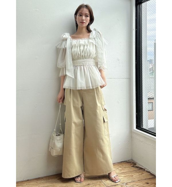 dazzlin「チュールリボンペプラム2wayトップス」|シャツ・ブラウス|