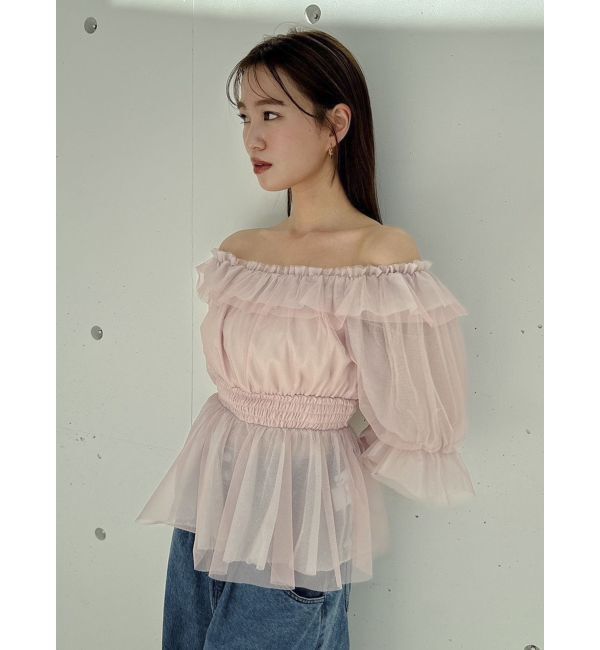 dazzlin「チュールリボンペプラム2wayトップス」|シャツ・ブラウス|