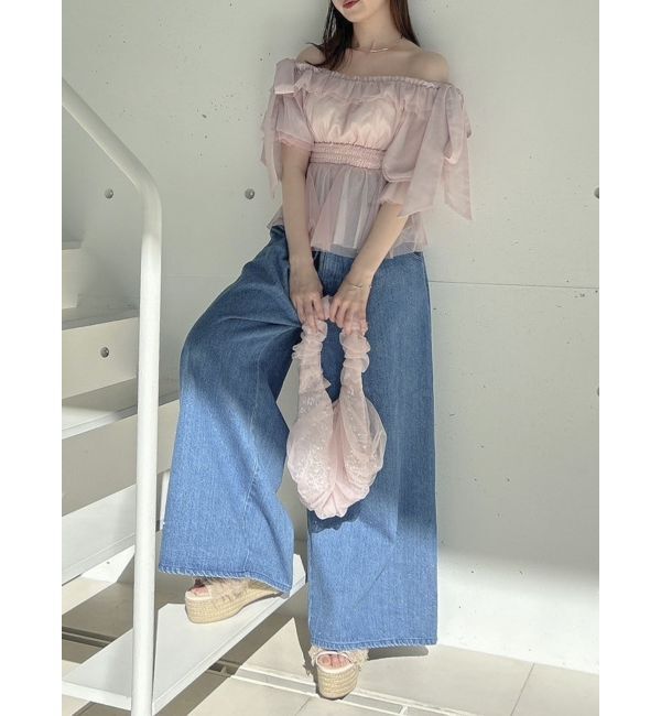 dazzlin「チュールリボンペプラム2wayトップス」|シャツ・ブラウス|