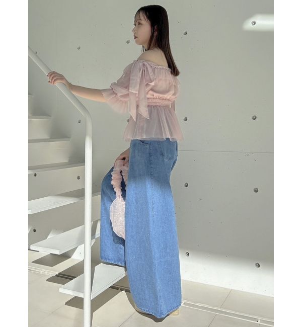 dazzlin「チュールリボンペプラム2wayトップス」|シャツ・ブラウス|