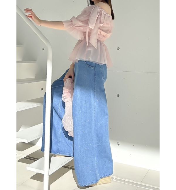 dazzlin「チュールリボンペプラム2wayトップス」|シャツ・ブラウス|