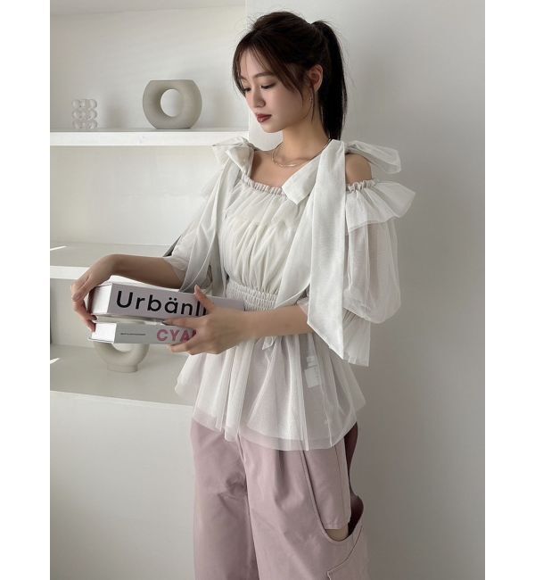 dazzlin「チュールリボンペプラム2wayトップス」|シャツ・ブラウス|