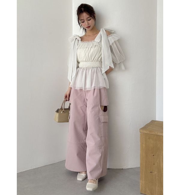 dazzlin「チュールリボンペプラム2wayトップス」|シャツ・ブラウス|