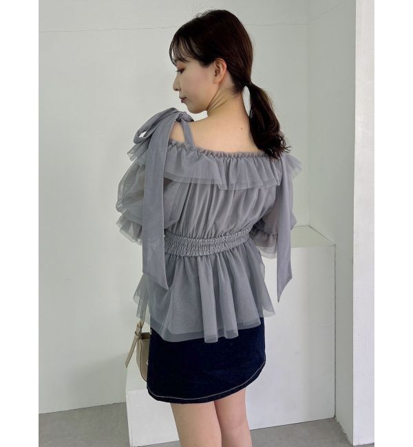 dazzlin「チュールリボンペプラム2wayトップス」|シャツ・ブラウス|
