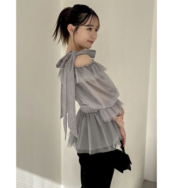 dazzlin「チュールリボンペプラム2wayトップス」|シャツ・ブラウス|