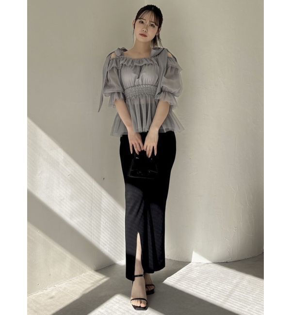 dazzlin「チュールリボンペプラム2wayトップス」|シャツ・ブラウス|