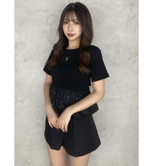 dazzlin「バックリボンビジューペプラムTシャツ」|Tシャツ・カットソー|