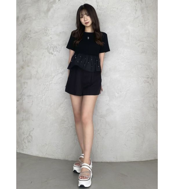 dazzlin「バックリボンビジューペプラムTシャツ」|Tシャツ・カットソー|