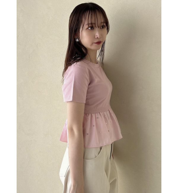 dazzlin「バックリボンビジューペプラムTシャツ」|Tシャツ・カットソー|