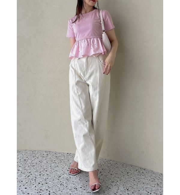 dazzlin「バックリボンビジューペプラムTシャツ」|Tシャツ・カットソー|