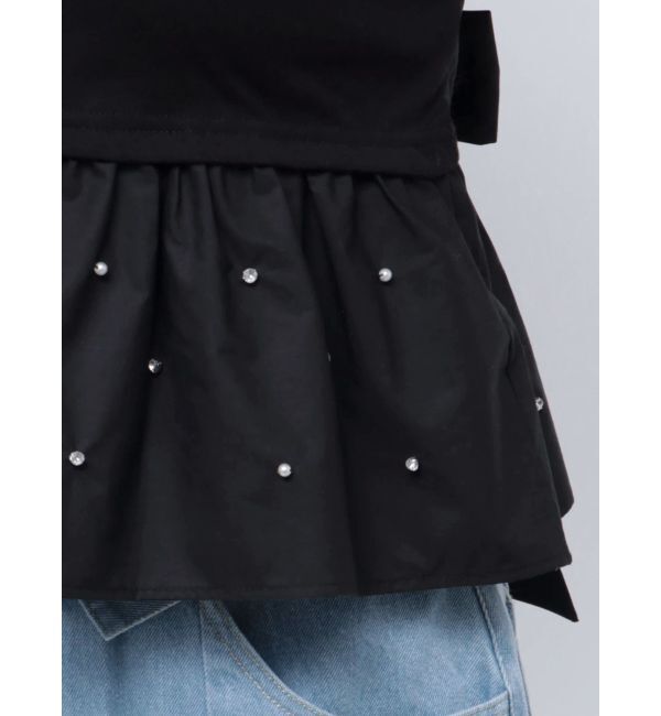 dazzlin「バックリボンビジューペプラムTシャツ」|Tシャツ・カットソー|