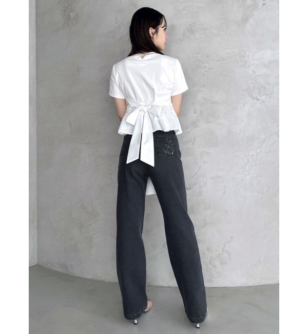 dazzlin「バックリボンビジューペプラムTシャツ」|Tシャツ・カットソー|