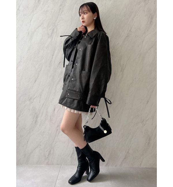 dazzlin「【SETUP】カフスリボンフェイクレザージャケット※セットアップ対応」|ブルゾン・スタジャン|