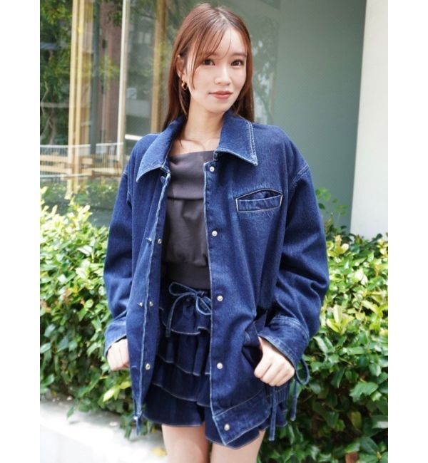 dazzlin「【SETUP】カフスリボンフェイクレザージャケット※セットアップ対応」|ブルゾン・スタジャン|