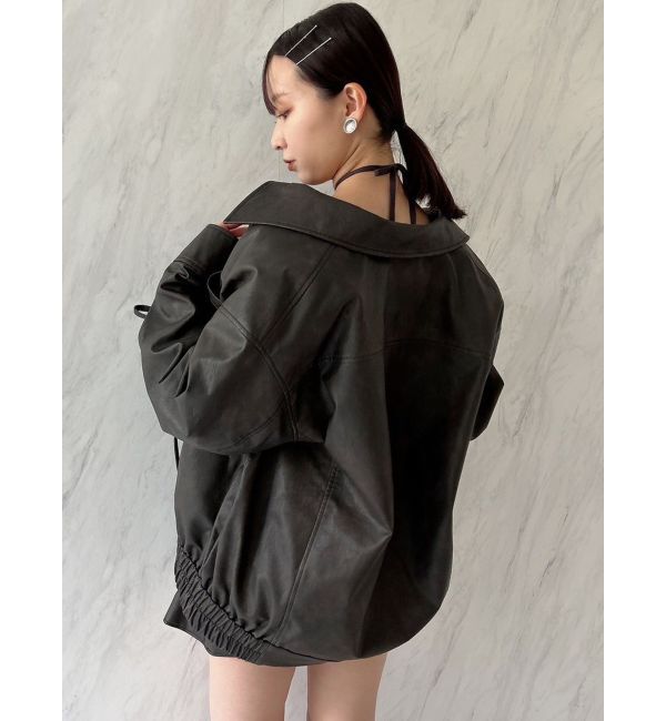 dazzlin「【SETUP】カフスリボンフェイクレザージャケット※セットアップ対応」|ブルゾン・スタジャン|