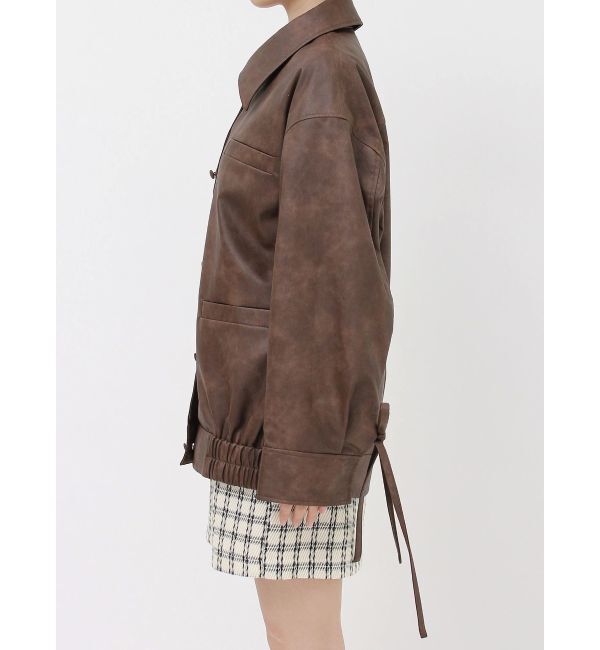 dazzlin「【SETUP】カフスリボンフェイクレザージャケット※セットアップ対応」|ブルゾン・スタジャン|