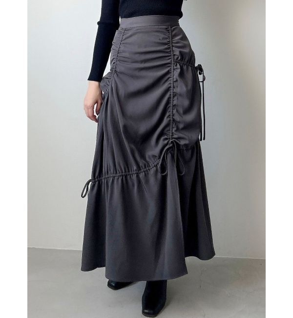 dazzlin「ギャザーリボンストリングマーメイド」|スカート|チャコールグレー