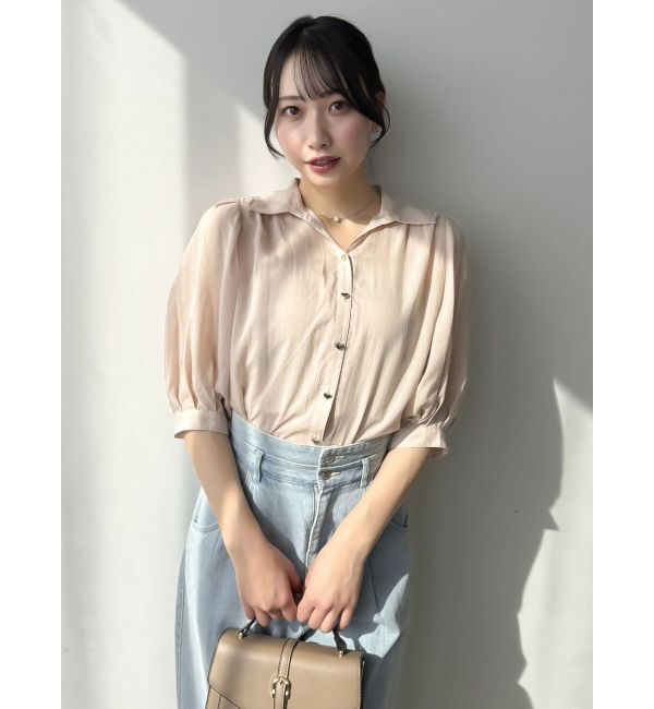 dazzlin「【藤井サチコラボ】コットンライクシアーシャツ」|シャツ・ブラウス|