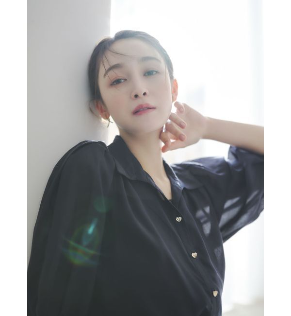 dazzlin「【藤井サチコラボ】コットンライクシアーシャツ」|シャツ・ブラウス|ネイビー