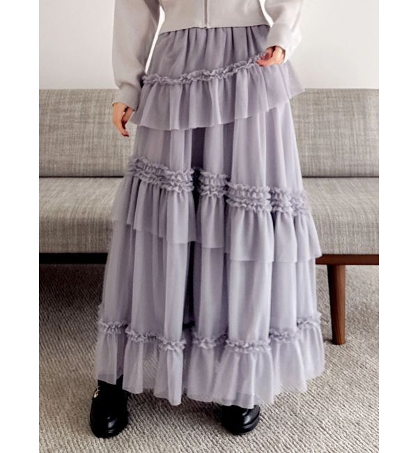 dazzlin「【WEB限定】チュールフリルティアードスカート」|スカート|