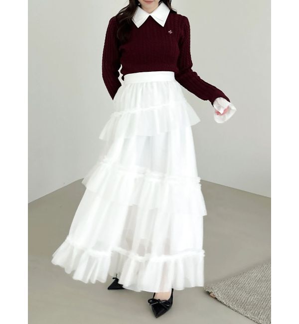 dazzlin「【WEB限定】チュールフリルティアードスカート」|スカート|