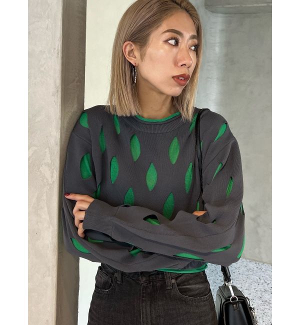 EMODA「ホールレイヤードニット」|ニット・セーター|グレー