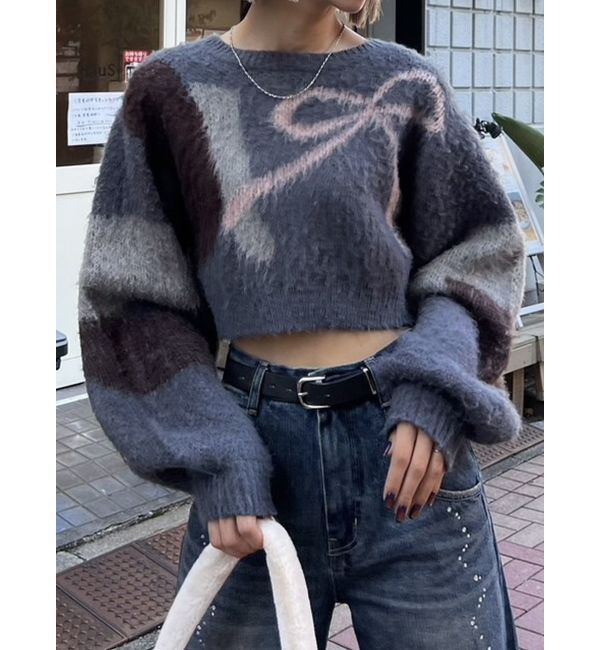 EMODA「ショートルーズジャガードニット」|ニット・セーター|